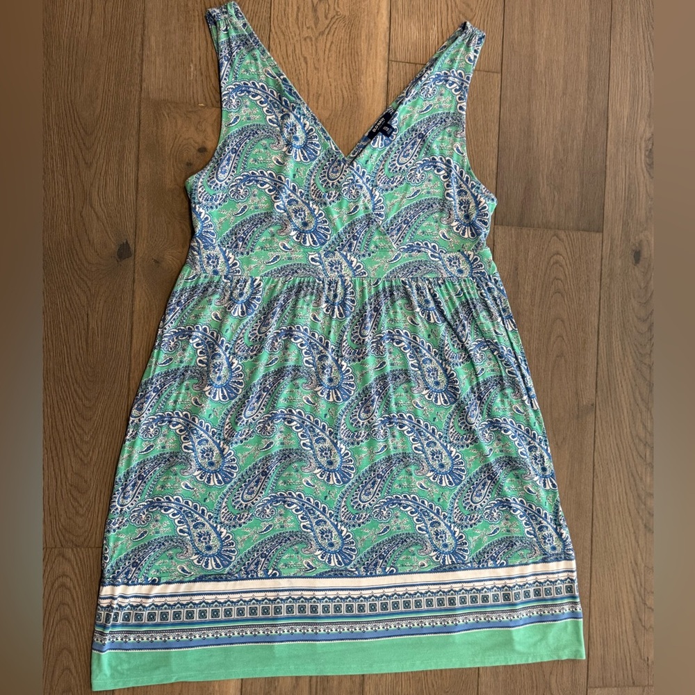 Old Navy Women's Paisley Rayon V-Neck Sleeveless Knee Length Dress Size XXL
